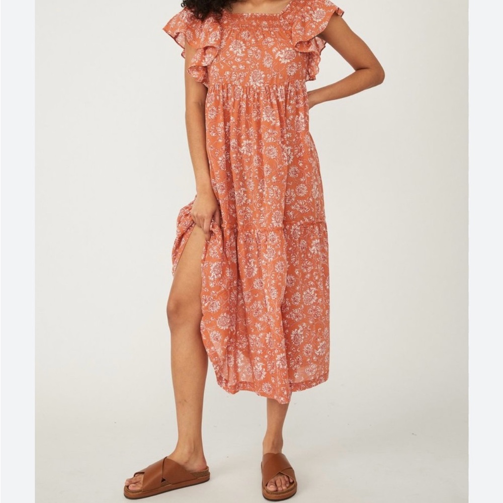 Free People Orange and White Maxi Dress